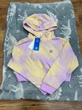 Adidas Originals Pastel Bliss Lilac & Yellow Cropped Hoodie